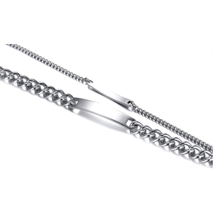 Brazaletes plateados para parejas grabados en acero inoxidable