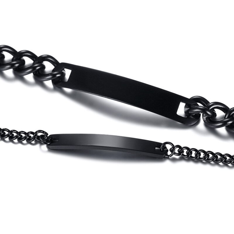 Brazaletes negros para parejas grabados en acero inoxidable