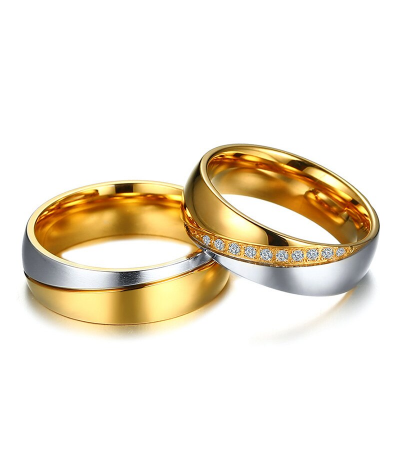 Argollas de matrimonio dorado y plateado en acero inoxidable