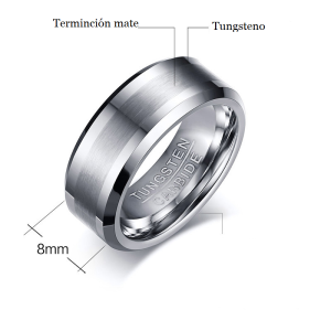Argolla para hombre terminado mate en tungsteno