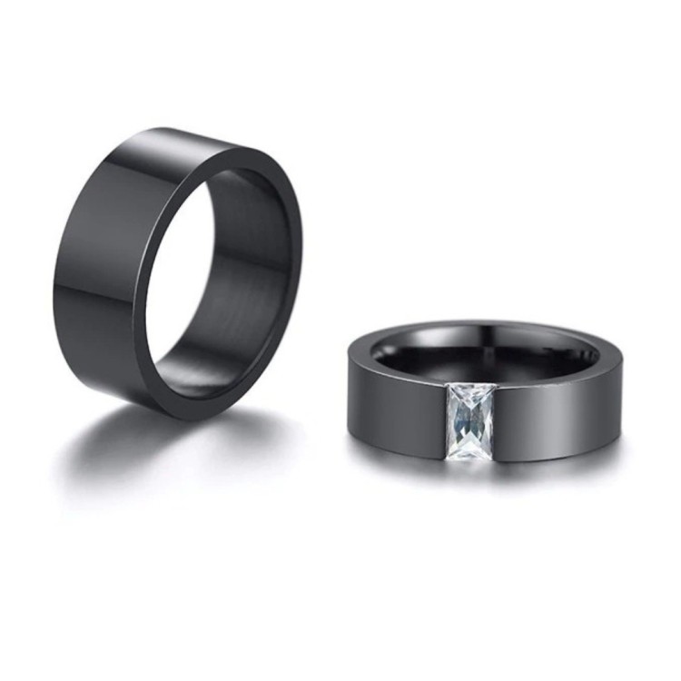 Argollas de matrimonio zirconia en acero inoxidable