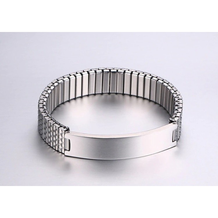 Brazalete Elástico Para Hombres Personalizado En Acero Inoxidable