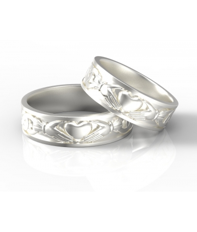 Argollas de matrimonio Claddagh en plata fina 950
