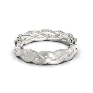 Argolla trenzada para hombre en plata