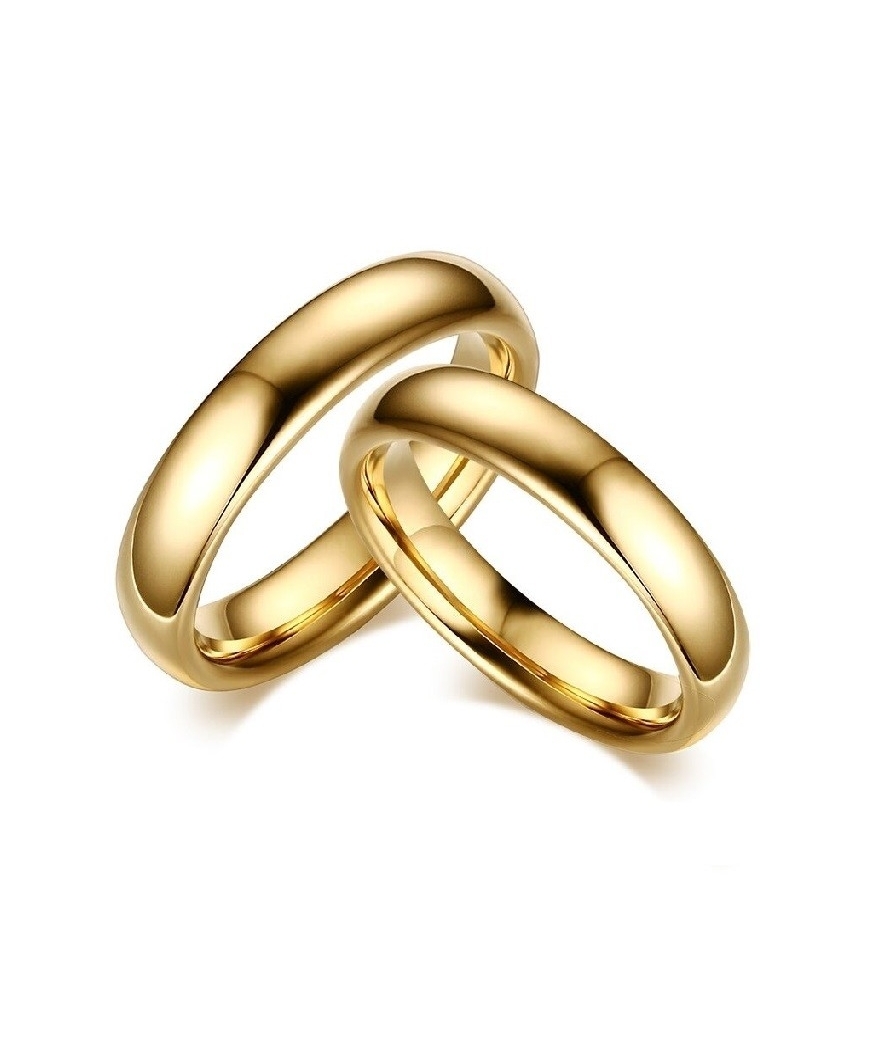 Argollas de matrimonio en tungsteno doradas
