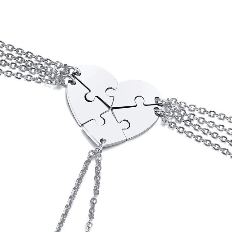 Set de 5 dijes personalizables un solo corazón en acero inoxidable