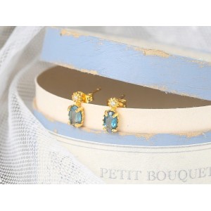 Aretes topitos topacio oval en plata