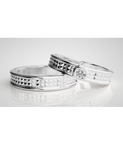 Argollas de matrimonio en plata estilo geometrico