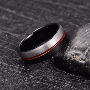 Argolla de hombre en tungsteno y acero inoxidable
