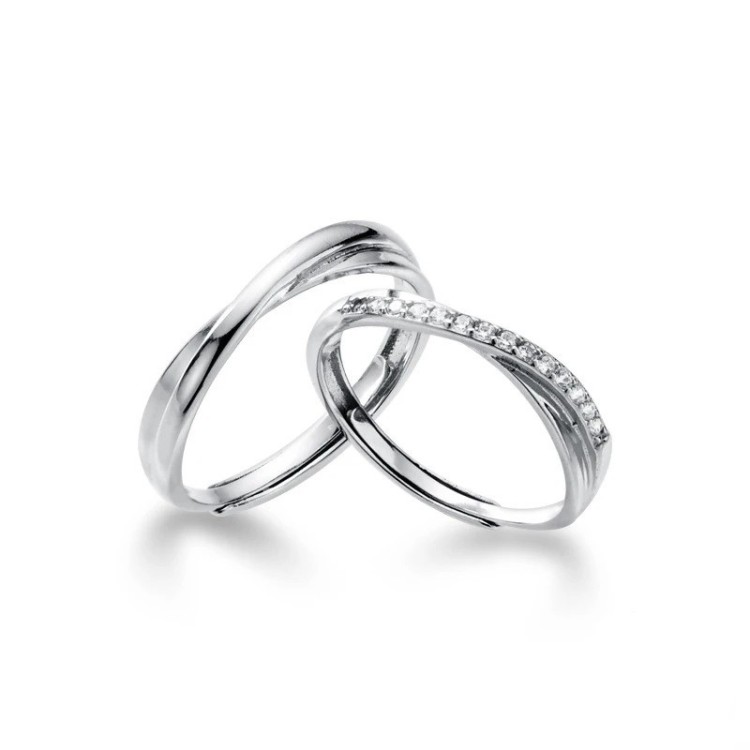 Argollas de matrimonio ajustables en plata lazo de amor