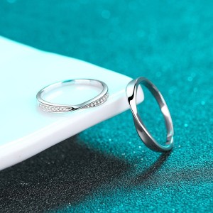 Argollas de matrimonio en plata 950 con baño de oro blanco 18k almas entrelazadas