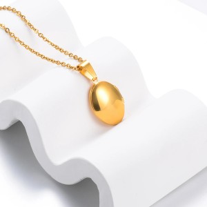 Collar relicario en acero ovalado - Dije con cadena personalizable