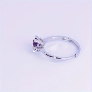 Anillo de compromiso en plata con amatista