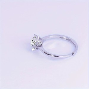 Anillo de compromiso copos de corazon en plara con moissanita