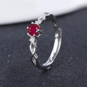 Anillo de compromiso en plata clasico infinito con rubí