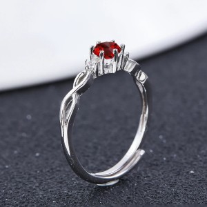 Anillo de compromiso en plata clásico infinito con rubí