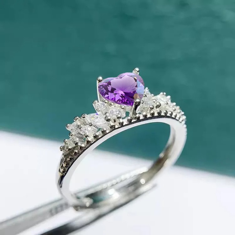Anillo de compromiso naturaleza en plata con amatista Anillo de compromiso naturaleza en plata con amatista