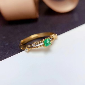 Anillo de compromiso en plata con esmeralda - anillo para boda en plata