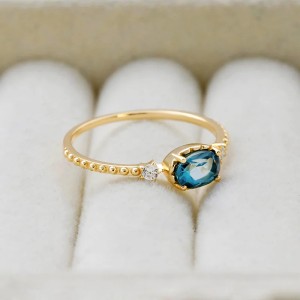 Anillo de compromiso en plata y baño de oro - Anillo en forma de tiara
