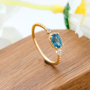 Anillo de compromiso en plata y baño de oro - Anillo en forma de tiara