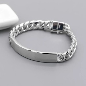 Manillas para parejas de cadena cubana en plata 925 personalizable