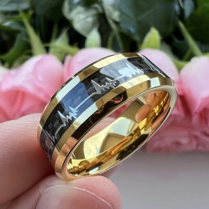 Argolla en tungsteno y madera para hombre - anillo en metal y madera