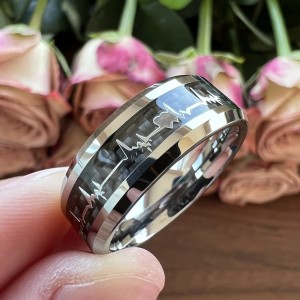 Argolla en tungsteno y madera para hombre - anillo en metal y madera