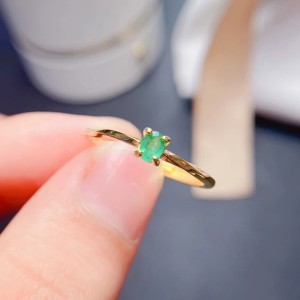 Anillo de compromiso en plata con esmeralda - anillo para boda en plata