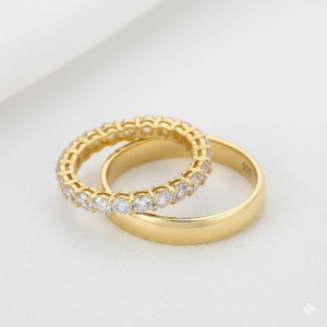Argollas de matrimonio aurora dual con chapado en oro de 18k