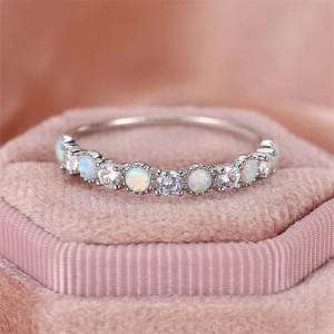 Anillo de compromiso en plata y opalos - anillo promesa