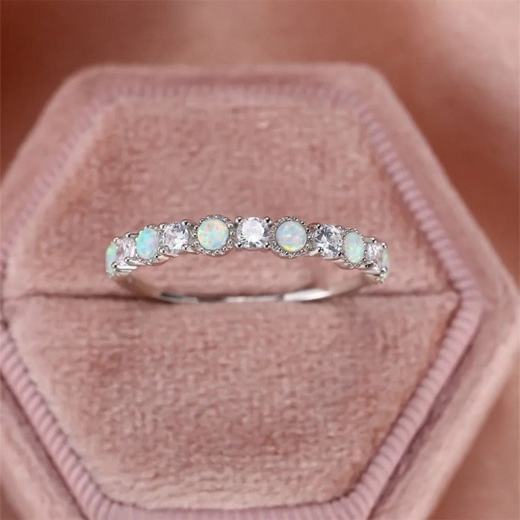 Anillo de compromiso en plata y opalos - anillo promesa