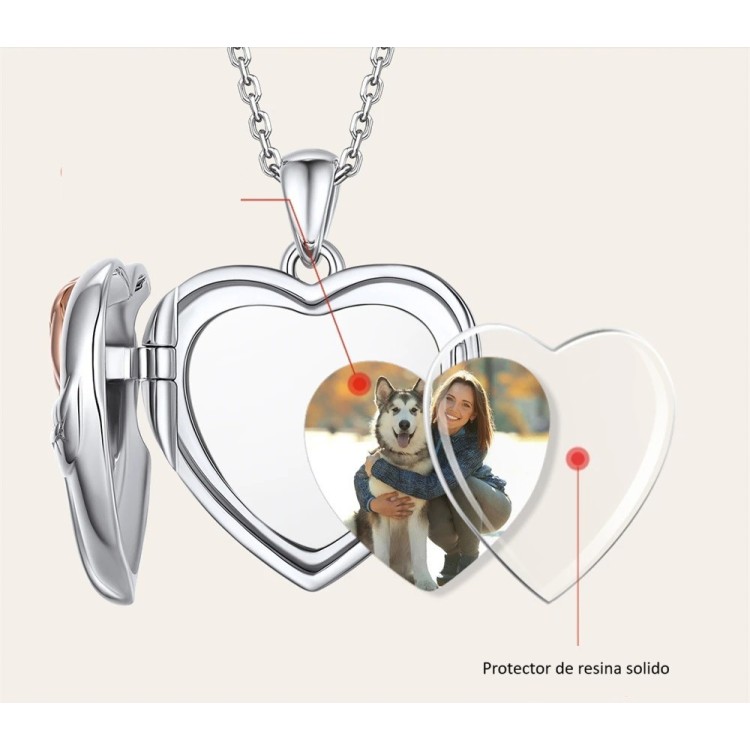 Collar relicario corazón infinito en plata