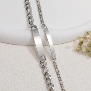 Manillas para pareja personalizables - Brazaletes en acero placa con texto