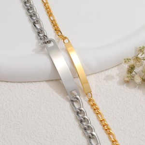 Manillas para pareja personalizables - Brazaletes en acero placa con texto