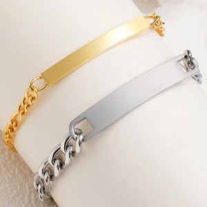 Manillas para pareja personalizables - Brazaletes en acero placa con texto