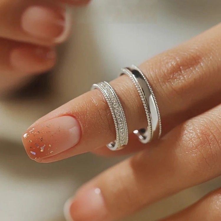 Argollas de matrimonio brillo milgrain en plata