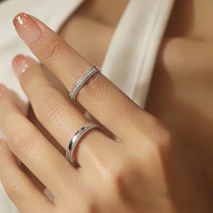 Argollas de matrimonio brillo milgrain en plata