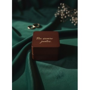 Estuche de madera para argollas de matrimonio con grabado personalizado