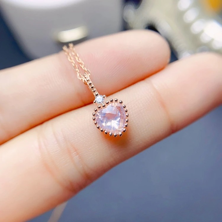 Collar de corazón lavanda serenité plata