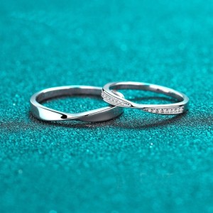 Argollas de matrimonio en plata 950 con baño de oro blanco 18k almas entrelazadas