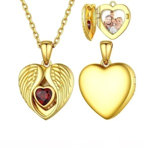 Collar relicario alas doradas personalizable en plata