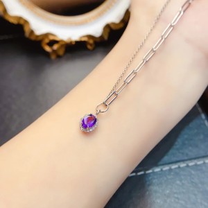 Collar de amatista aurora real en plata