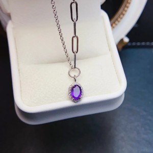 Collar de amatista aurora real en plata