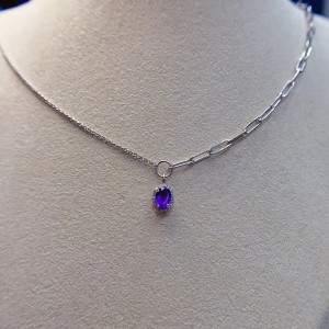 Collar de amatista aurora real en plata