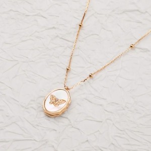 Collar relicario mariposa en acero inoxidable