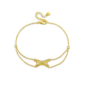 Manilla de plata mariposa dorada en plata