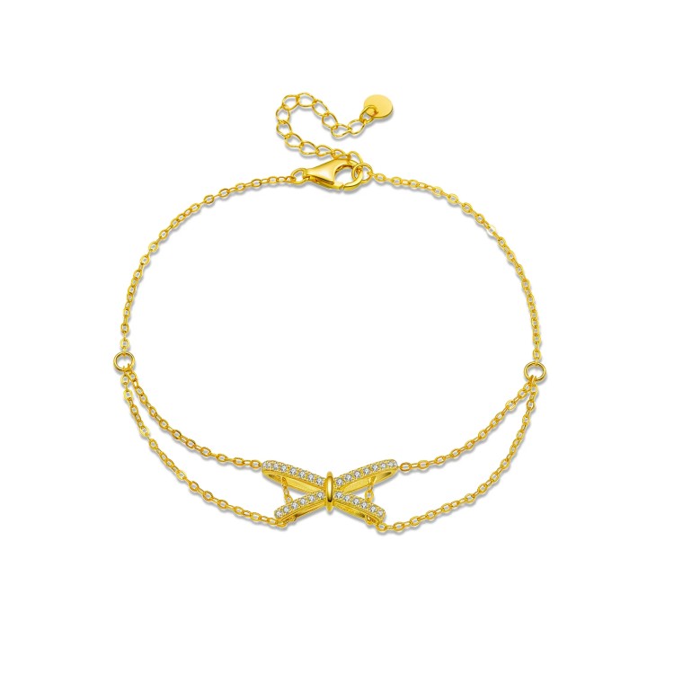 Manilla de plata mariposa dorada en plata