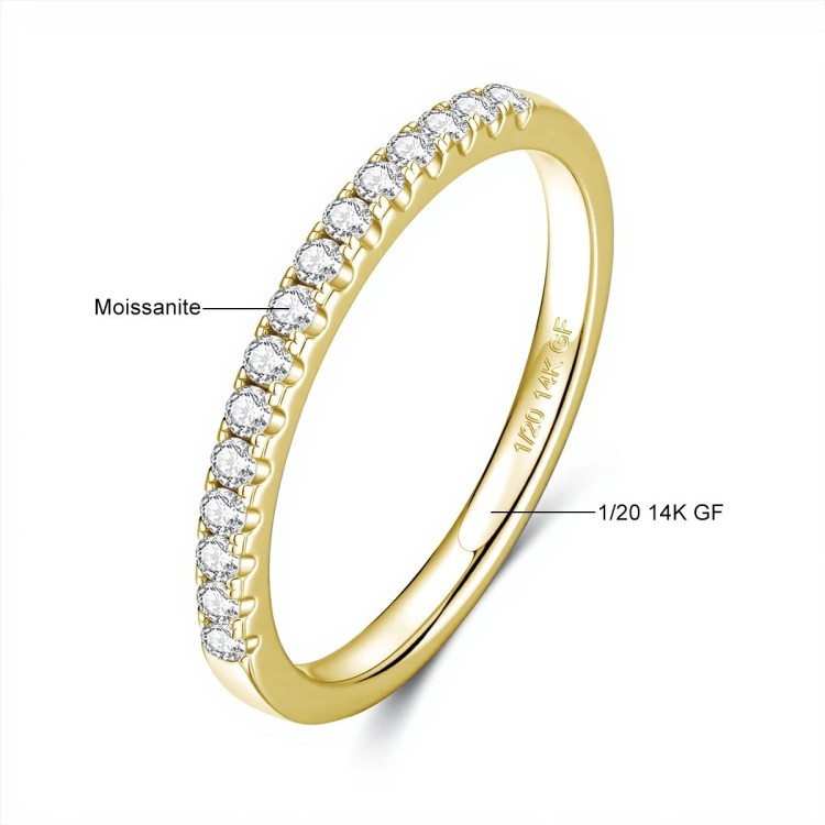 Anillo de compromiso de oro laminado 14k con moissanita