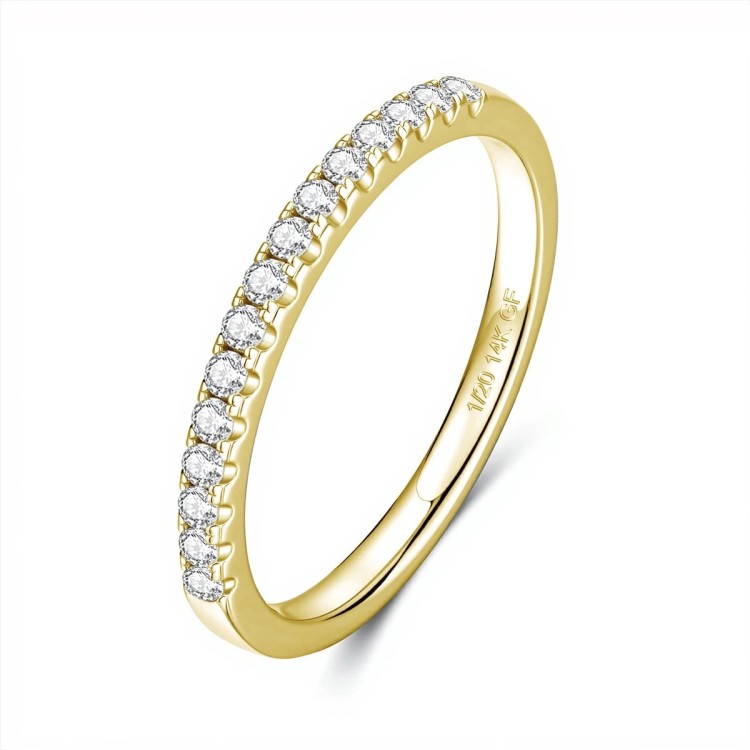 Anillo de compromiso de oro laminado 14k con moissanita