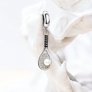 Collar de raqueta de tenis con perla de agua dulce